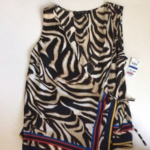 Inc satin wrap shirt animal print